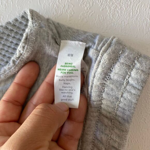 Aerie Waffle Knit Bralette – Women’s Medium Gray Deep V Soft Lounge Bra - Picture 6 of 8